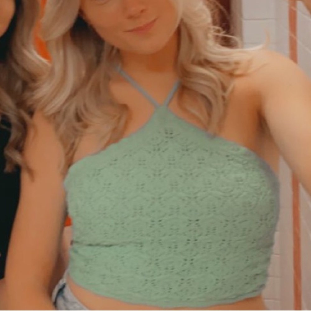 Crocheted Halter Crop Top